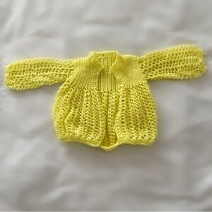 Vintage handmade crochet yellow cardigan baby 0-3 months size